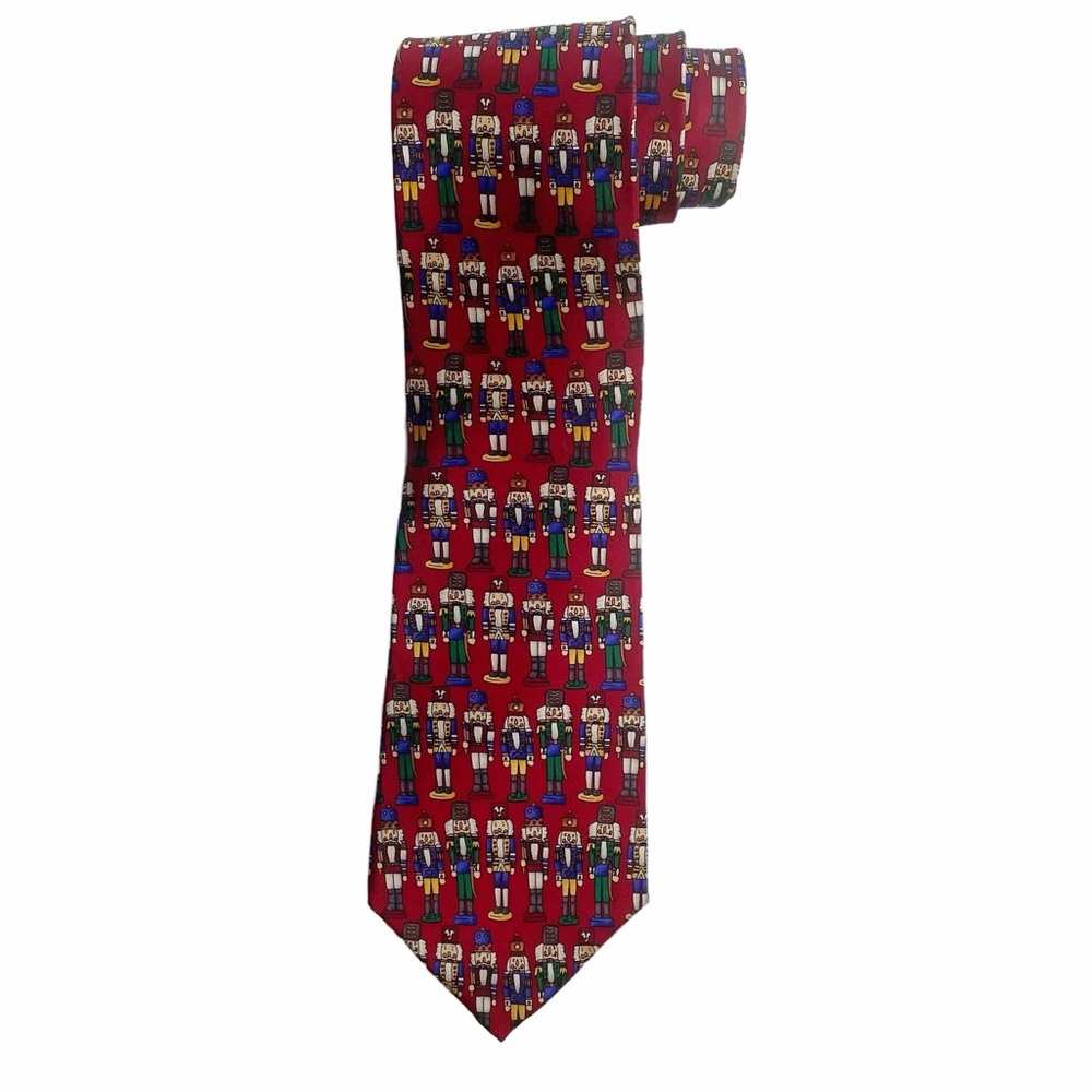VTG UNICEF Christmas Nutcracker SILK Necktie Holiday Toy Soldier Wide Tie USA